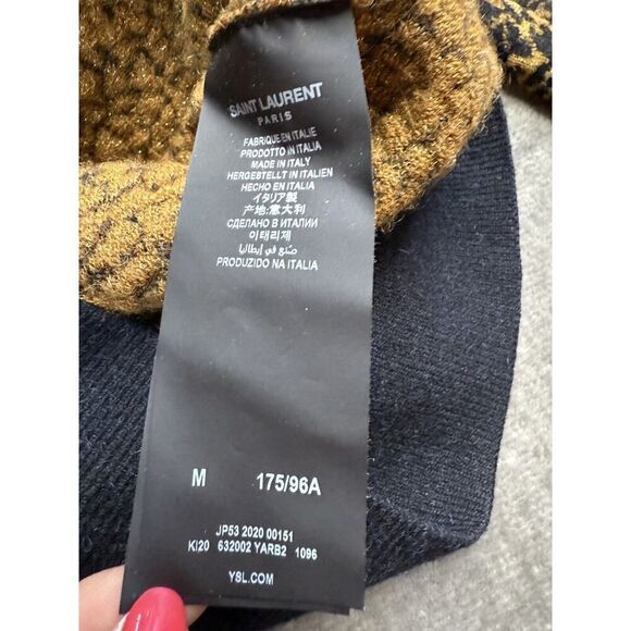 Saint Laurent Men's leopard jacquard jumper Wool Alpaca Size Medium $1560 - Picture 14 of 16